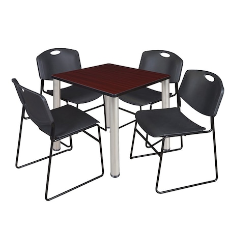 Kee Kee Square Table & Chair Set, Wood, Metal, Polypropylene Top TB3030MHBPCM44BK